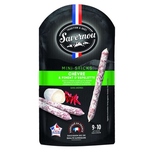 Francuska kiełbasa Saucisson Chèvre Piment d’Espelette 100 g / francuska kiełbasa dojrzewająca z kozim serem i papryczką Espelette